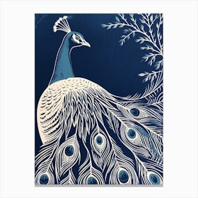 Blue Peacock Feathers In The Wind Canvas Print