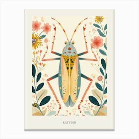 Colourful Insect Illustration Katydid 14 Poster Canvas Print