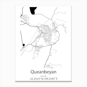 Queanbeyan,Australia Minimalist Map Canvas Print