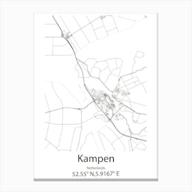 Kampen,Netherlands Minimalist Map Canvas Print