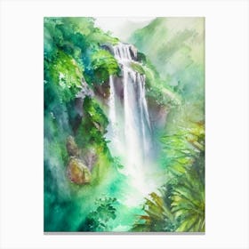 Diamond Falls, Saint Lucia Water Colour  (2) Canvas Print