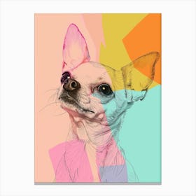 Chihuahua Dog Pastel Line Illustration  2 Canvas Print