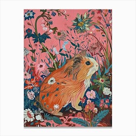 Floral Animal Painting Guinea Pig 1 Canvas Print