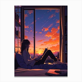 Anime Girl Reading A Book 5 Canvas Print