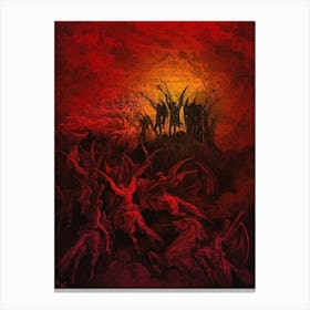 Paradise Lost, The Winged Heralds of Hell - Gustave Doré, 1866 Red Metal Dark Gothic in HD Remastered Canvas Print