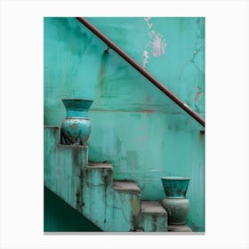 Stairway With Pots Canvas Print