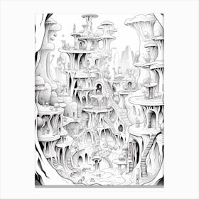The Cave Of Wonders (Aladdin) Fantasy Inspired Line Art 7 Canvas Print
