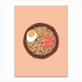 Minimalist Noodles With Egg And Shrimps Canvas Print