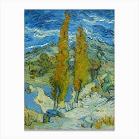 Van Gogh - Two Poplars In The Alpilles Near Saint Rémy Canvas Print