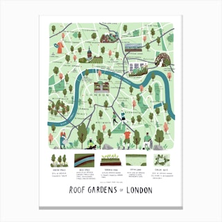 London Roof Gardens Map Print Canvas Print