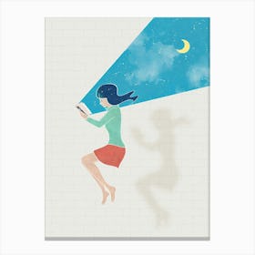 Dreaming Girl With Mobile Phone Canvas Print