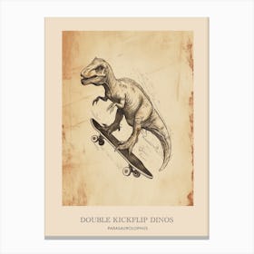 Parasaurolophus Vintage Dinosaur Poster 2 Canvas Print