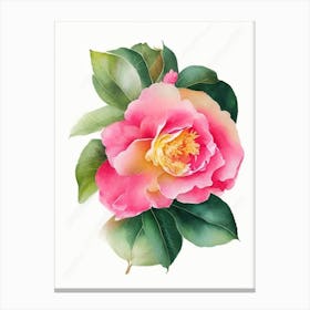 Camellia Wildflower Watercolour 1 Canvas Print