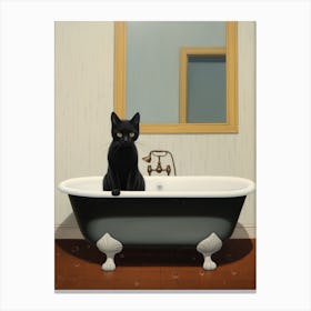 Black Cat In Bathtub 3 Canvas Print