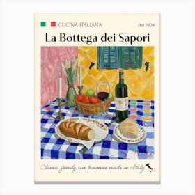 La Bottega Dei Sapori Trattoria Italian Poster Food Kitchen Canvas Print