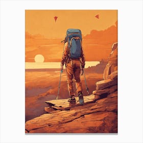 Hiker In The Desert Canvas Print