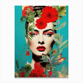 Mexican Woman With Flowers 1 Canvas Print