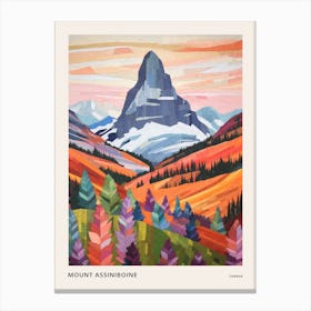 Mount Assiniboine Canada 2 Colourful Mountain Illustration Poster Canvas Print