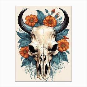 Floral Bison Skull (19) Canvas Print