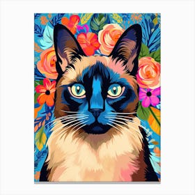 Balinese Cat With A Flower Crown Painting Matisse Style 1 Canvas Print