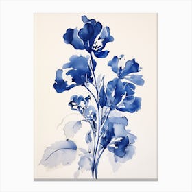 Blue Botanical Snapdragon 2 Canvas Print