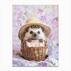 Hedgehog In A Basket.Generated AI. Wall Art Print 1 Canvas Print