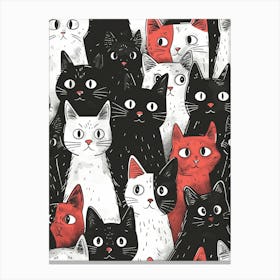 Perfectly Repeatable Artwork With Cute Cat Faces 67 Canvas Print