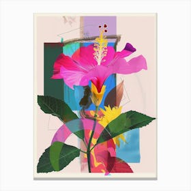Hibiscus 1 Neon Flower Collage Canvas Print