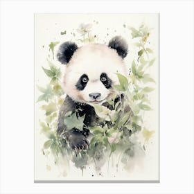 Panda Art Writing Watercolour 1 Canvas Print