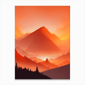 Misty Mountains Vertical Composition In Orange Tone 214 Canvas Print