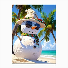 Snowman On The Beach 3 Canvas Print