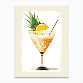 Illustration Piña Colada Floral Infusion Cocktail 4 Canvas Print