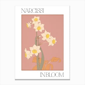 Narcissi In Bloom Flowers Bold Illustration 4 Canvas Print