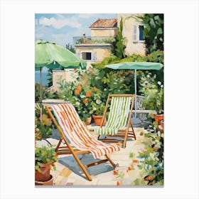 Sun Lounger By The Pool In Otranto Italy Canvas Print