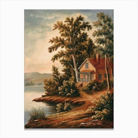 Cottage By The Lake Canvas Print