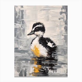 Black & Grey Abstract Duckling Gouache 3 Canvas Print