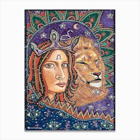 Queen Leo Zodiac Sign Canvas Print