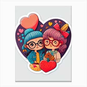Two Girls In Glasses, valentine day, valentinesday, valentines, happy valentines day, happy vals day, valentine's day ideas, happy valentines, st valentine, hello kitty valentines, galentines day, happy valentines day my love, happy valentines day friend, galentines, valentines for friends, valentine's day for friends, happy valentines day best friend, vday, happy valentines friend, happy valentines my love, valentine's day 2010, last minute valentine's day gifts, valentines delivery gifts, last minute valentine's day gifts for her, Canvas Print