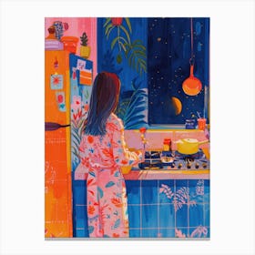 Midnight Snack Lo Fi Kawaii Illustration 1 Canvas Print