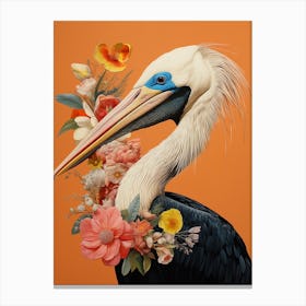 Bird With A Flower Crown Brown Pelican 2 Canvas Print
