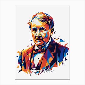 Thomas Edison 01 Portrait WPAP Pop Art Canvas Print