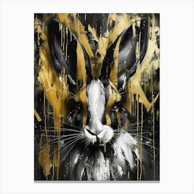 Rabbit - Black And Gold Canvas Print