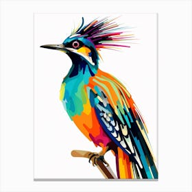 Colourful Geometric Bird Roadrunner 2 Canvas Print