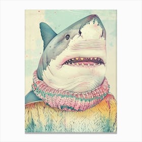 Shark In A Knitted Jumper Illustration 2 Canvas Print