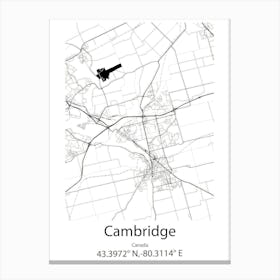 Cambridge,Canada Minimalist Map Canvas Print