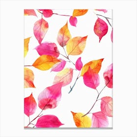 Watercolor Autumn Leaves Seamless Pattern 2 Canvas Print