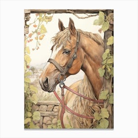 Storybook Animal Watercolour Horse 4 Canvas Print