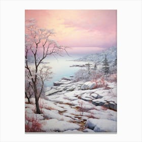 Dreamy Winter Painting Acadia National Park United States 2 Canvas Print