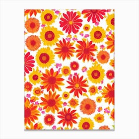 Sunflower Floral Print Warm Tones 1 Flower Canvas Print