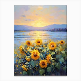 Sunset Sunflowers Canvas Print